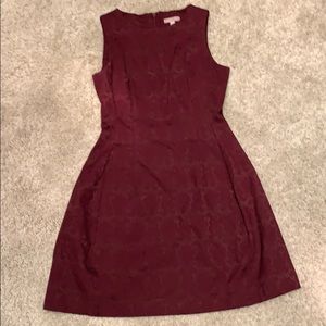 Burgundy skater dress with a vintage design